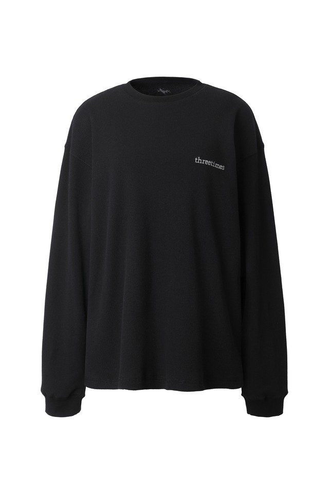 [threetimes] Cozy waffle top Black 正規品 韓国ブランド 韓国通販 韓国代行 韓国ファッション スリータイムズ 日本 店舗