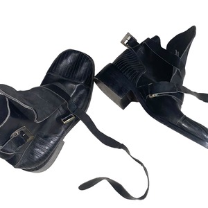 Made in Italy black leather wrap boots “lavorazione artigiana”
