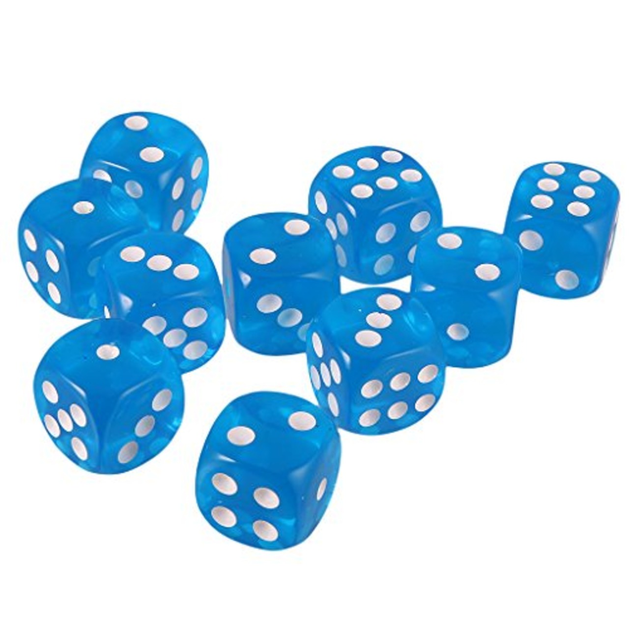 10個セット　TRPGゲーム　アクリル　おもちゃ　六面ダイス　D6　ダイス　サイコロ　全10色 - 青
