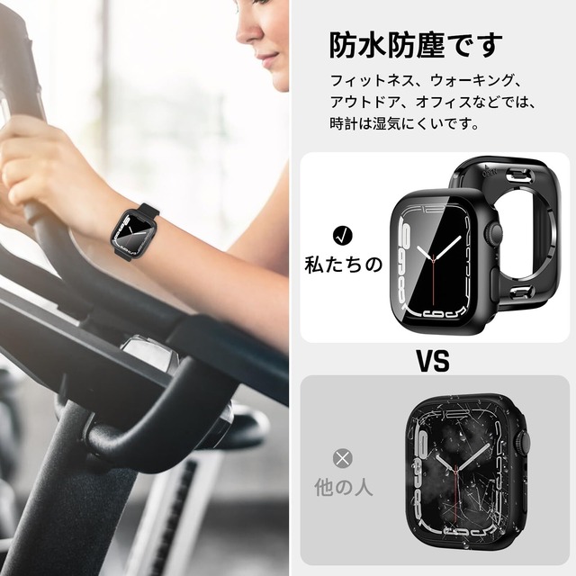 【2024強化モデル】BELIYO for アップルウォッチ カバー 42mm 対応 Apple Watch 10 42mm ケース アップルウォッチ10 ケース 42mm 防水 360 一体型 強化ガラス キズ防止 Apple Watch カバー PC素材 二重構造(42mm，ブラック)