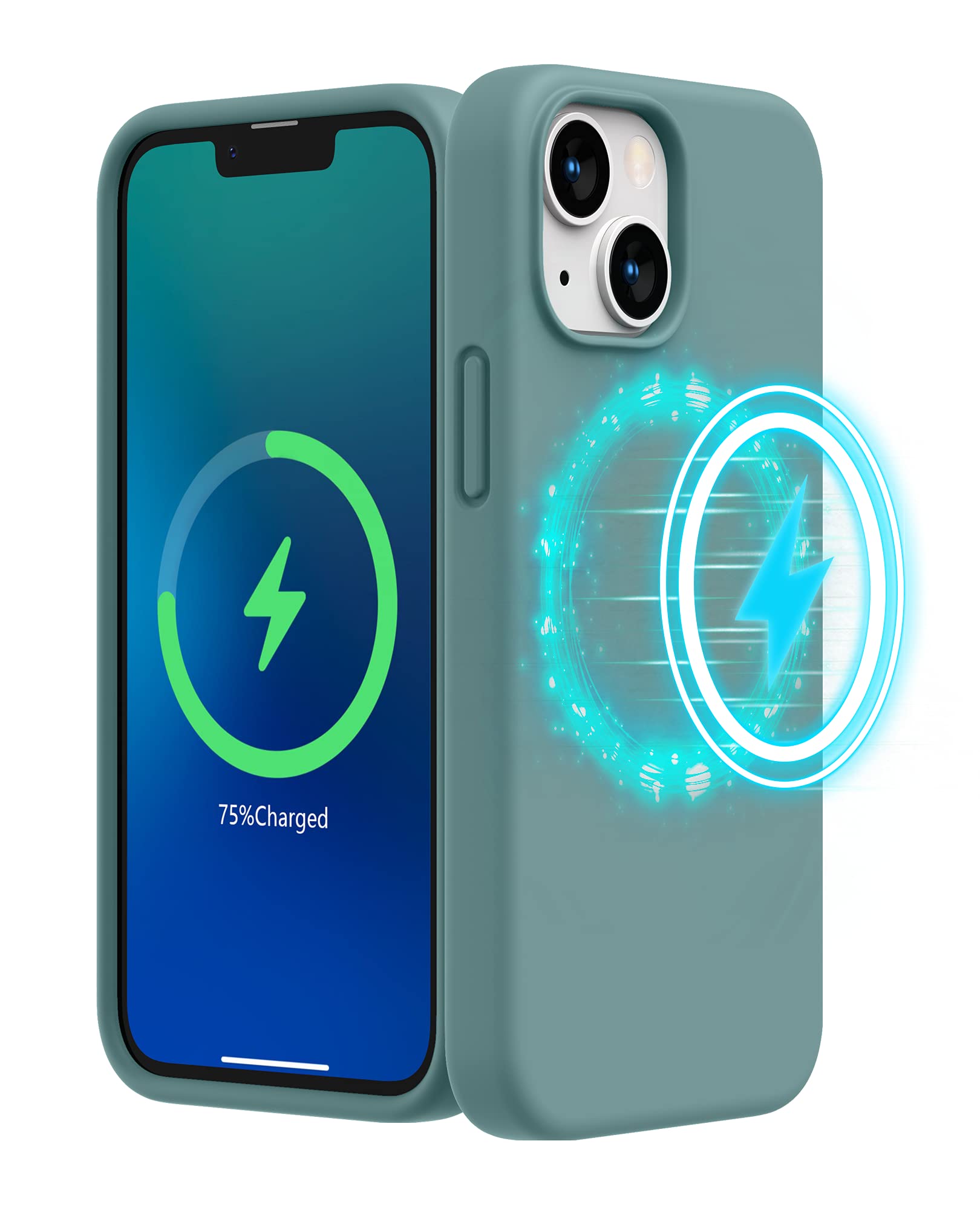 SURPHY iPhone13 mini 用ケース シリコン MagSafe対応,5.4インチ対応(2021) マグネット搭載 iPhone13 mini用ソフトカバー(サボテングリーン)