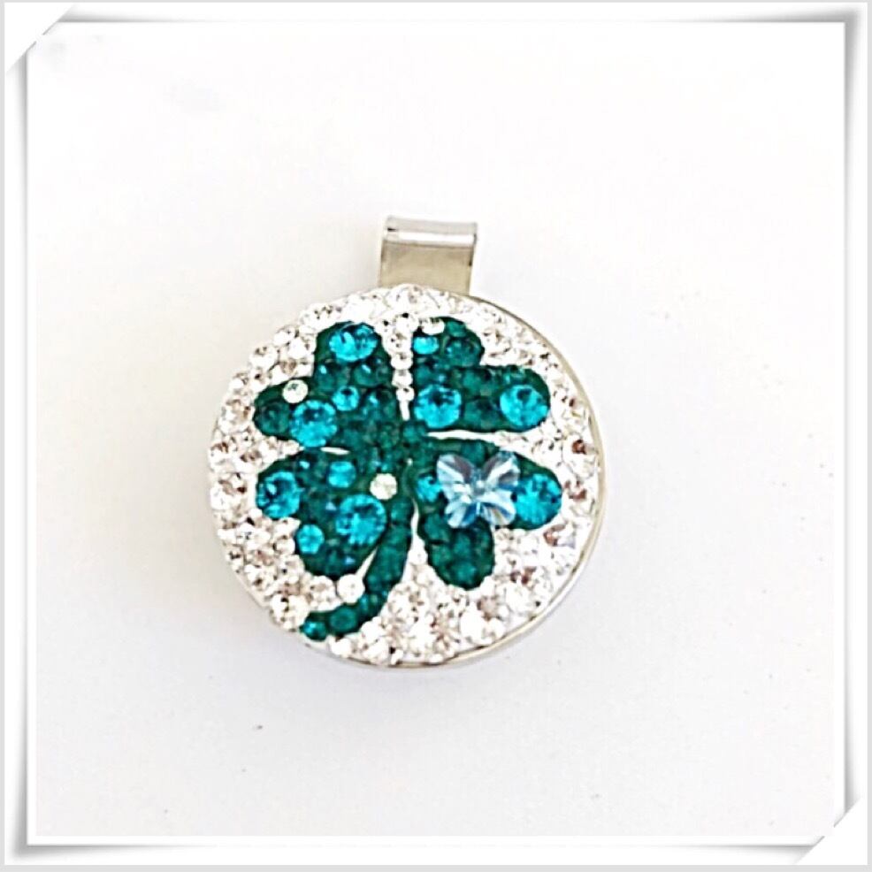 キラキラスワロフスキー クローバー ゴルフマーカー