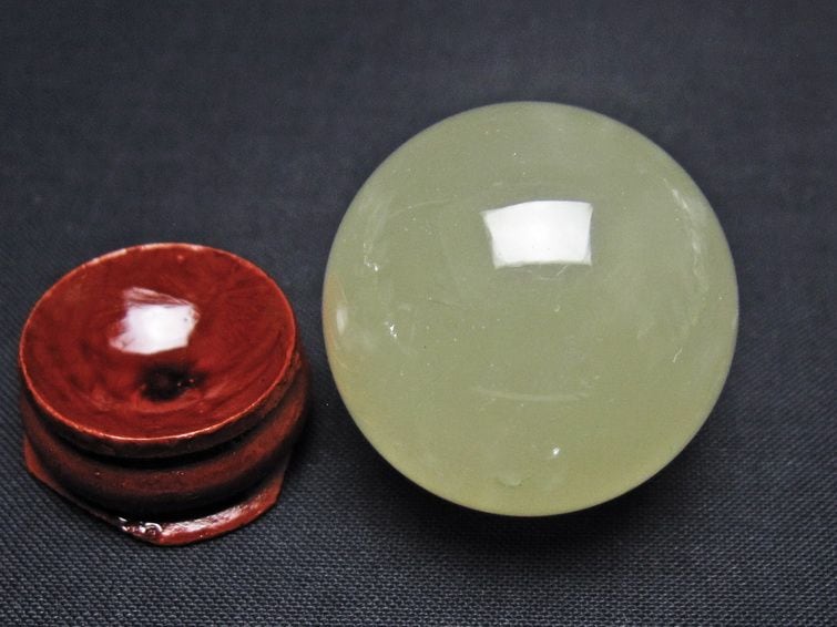 シトリン 丸玉 32mm シトリンクォーツ スフィア 置物 一点物 141-7932