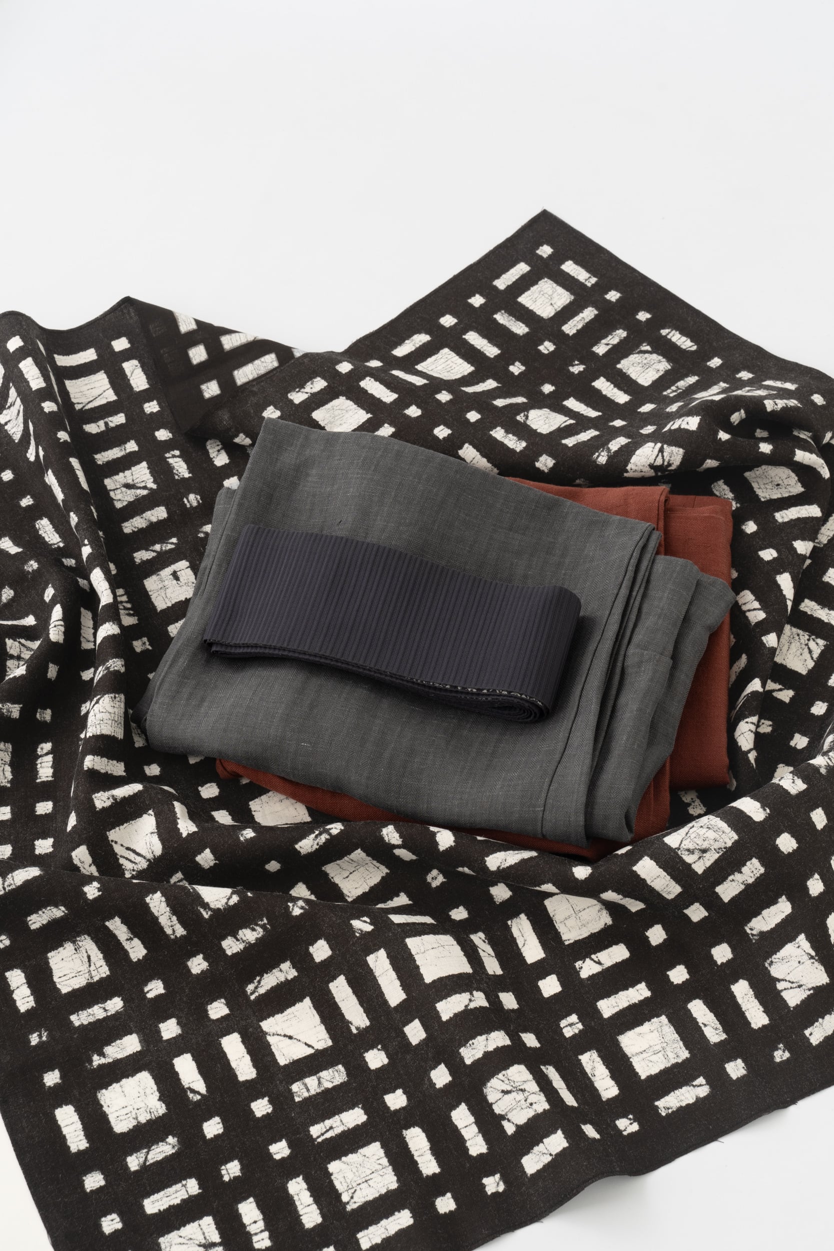 風呂敷(Furoshiki) / オーガニックリネン / ろうけつ染め / 格子