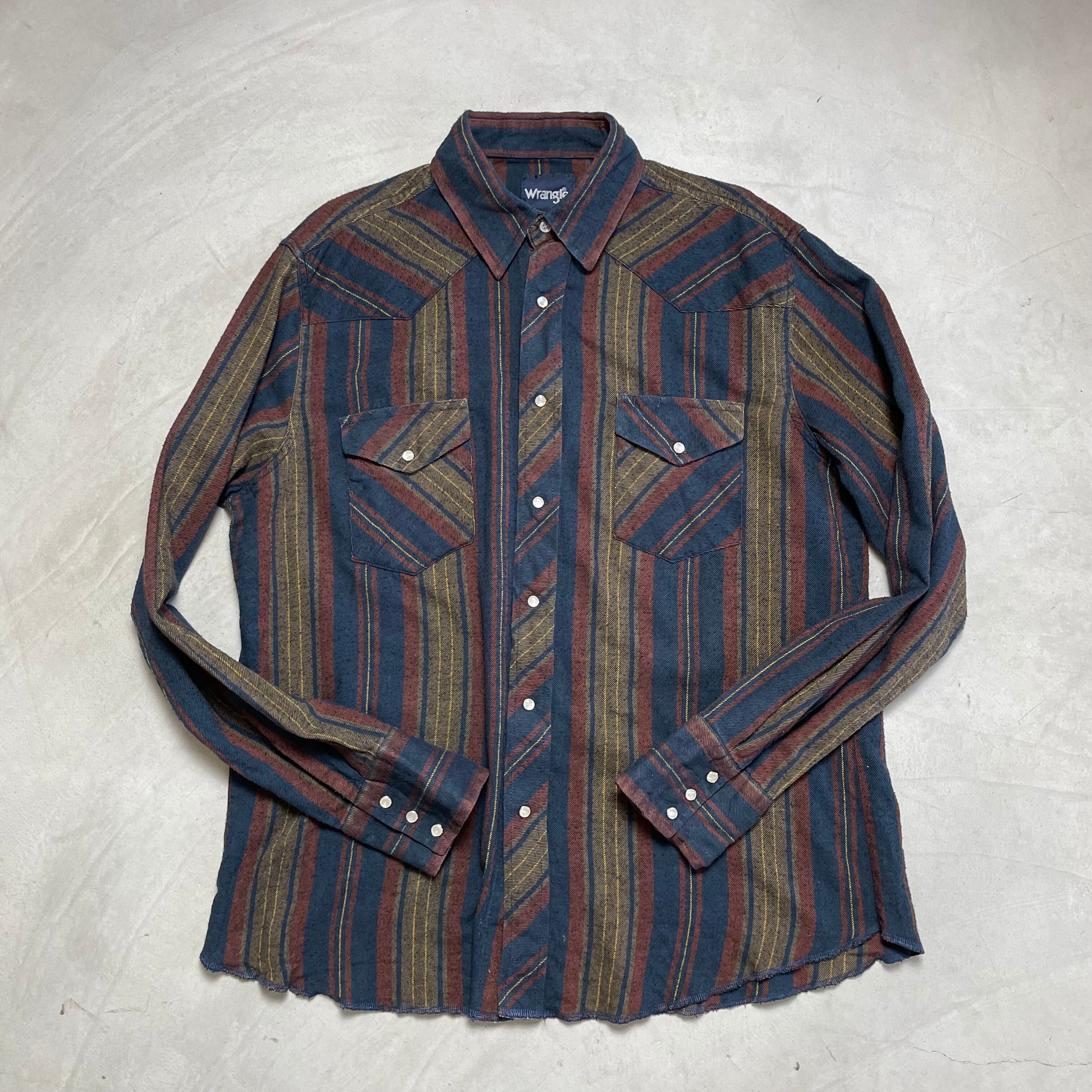 Wrangler ラングラー 総柄 ストライプ 長袖 ウエスタンシャツ マルチカラー メンズL相当 古着