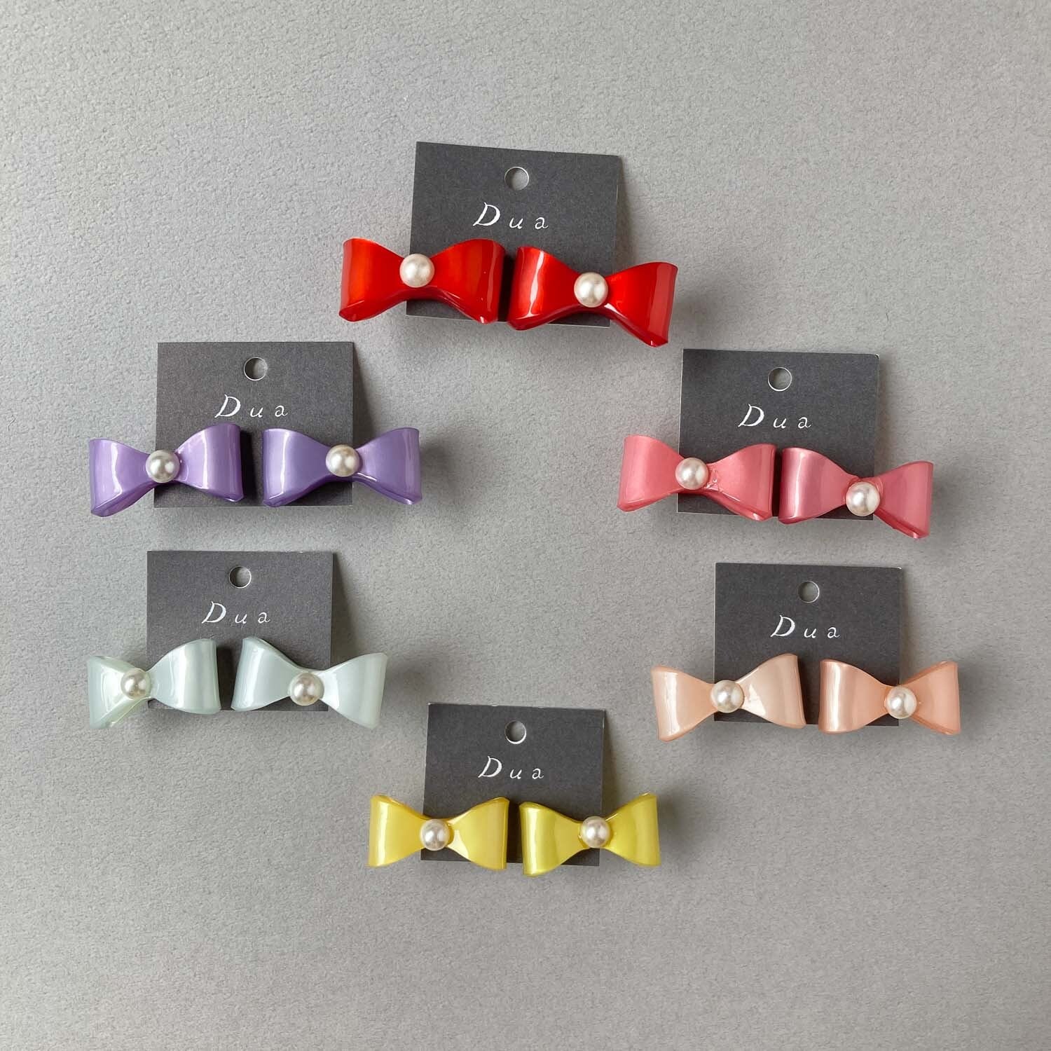 一粒パールのカラフルリボンピアス | Dua-アクセサリーパーツショップ