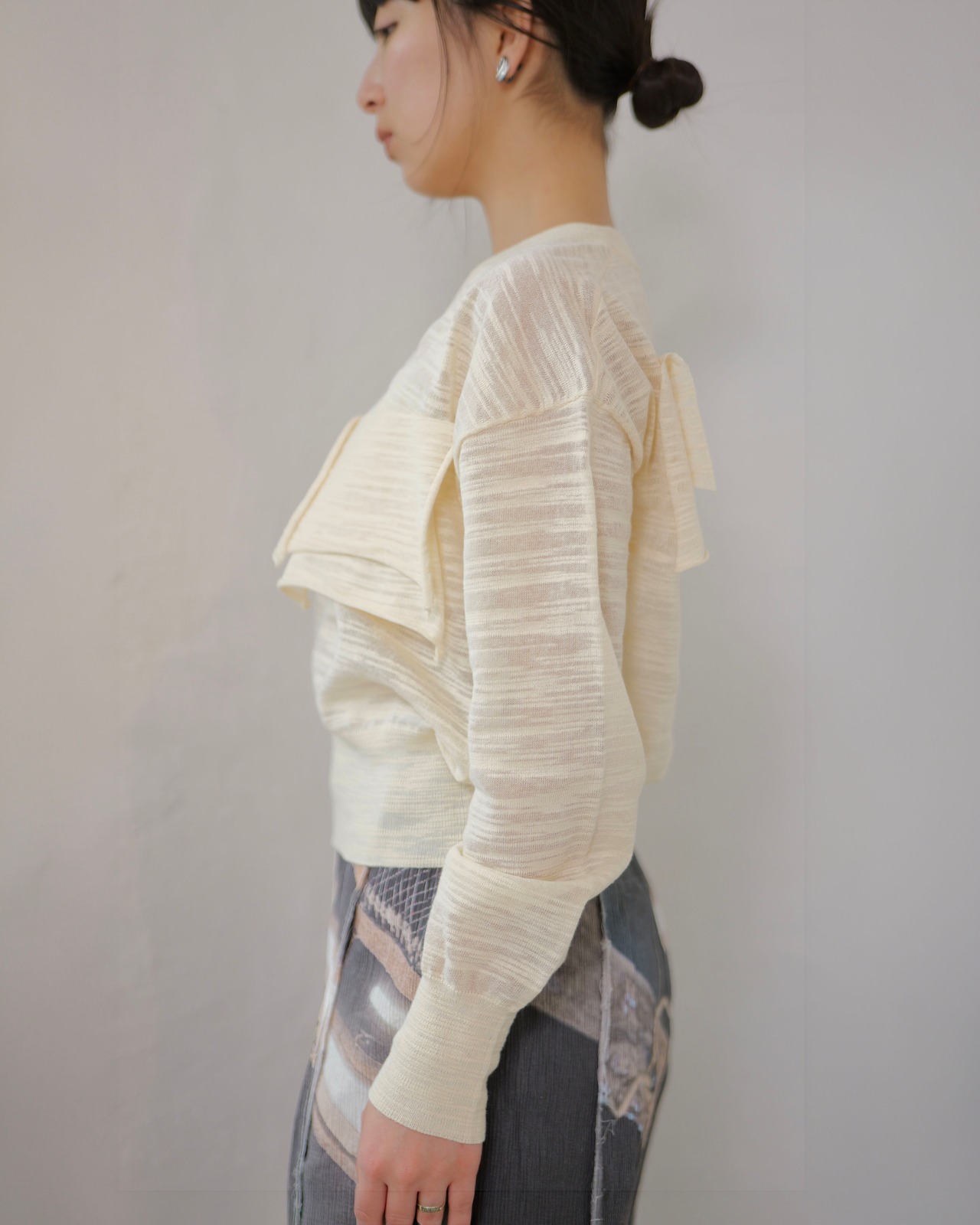 kotoha yokozawa - TD V-NECK SHEER KNIT ：Banana｜シアー／Vネック／デコレーション