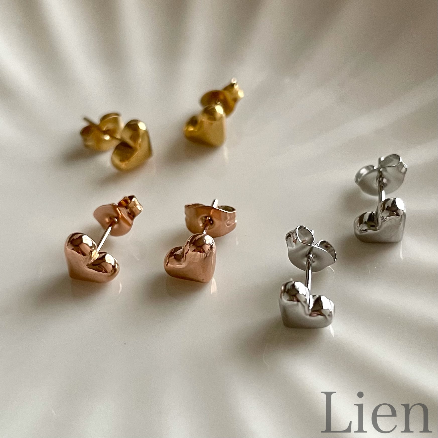 アレルギー対応 ぷっくり♡ハート ピアス◇つけっぱなし!OK 316L