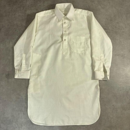 70s GEE CEE生地 プルオーバーシャツ マチ付き ホワイト