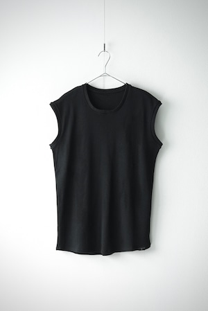 Suvin Cotton Rib / French Sleeve Tee (BLACK)