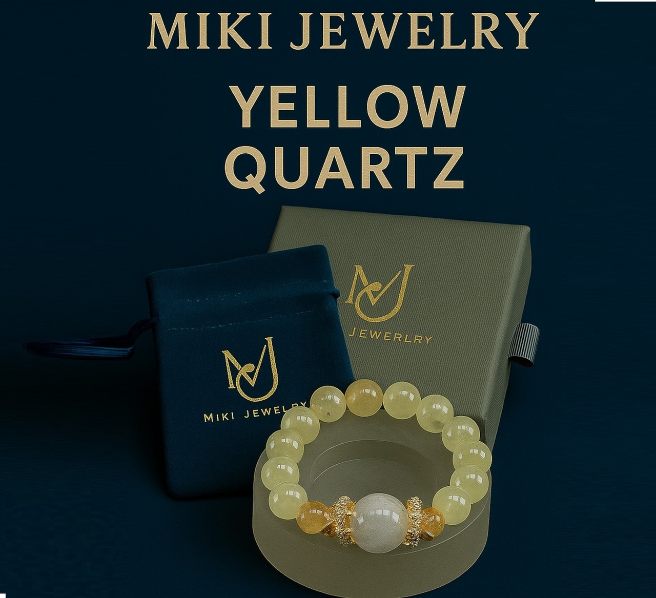 爽やかなレモンイエローの輝きが特徴の天然石｜ MIKI-JEWERLRY【レモンクォーツ9mm】LavenderAmethyst-DesignBracelet