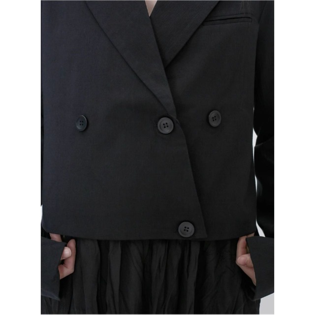 Double-breasted irregular short suit C0416