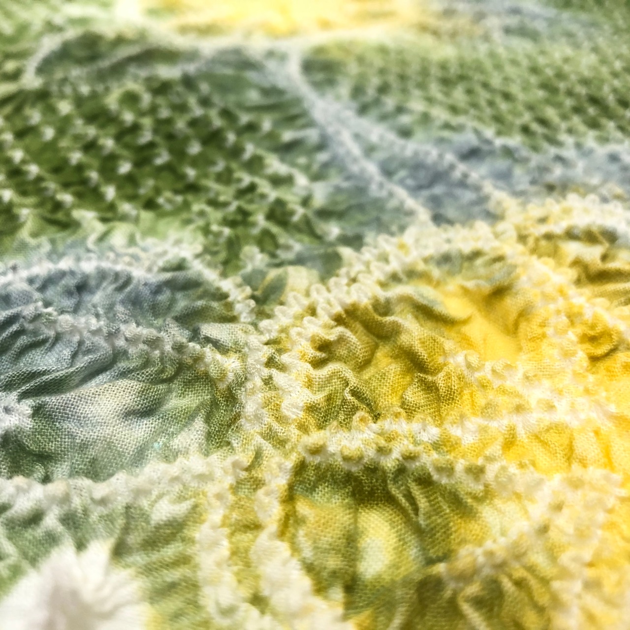 有松絞り 絞り浴衣 朝顔 緑（有松絞り ゆかた レディース 未仕立て  