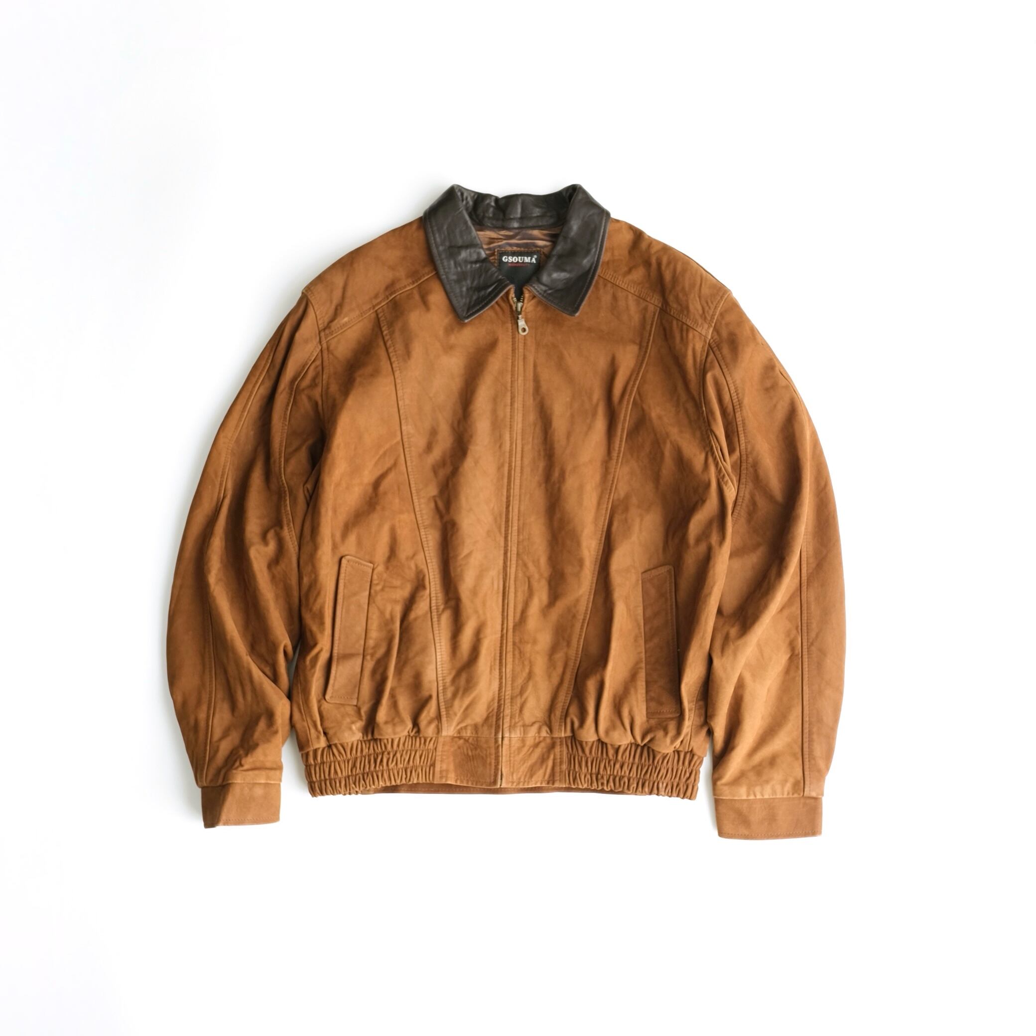 GSOUMA】Zip up Leather Jacket Brown XL | RE:FOUND