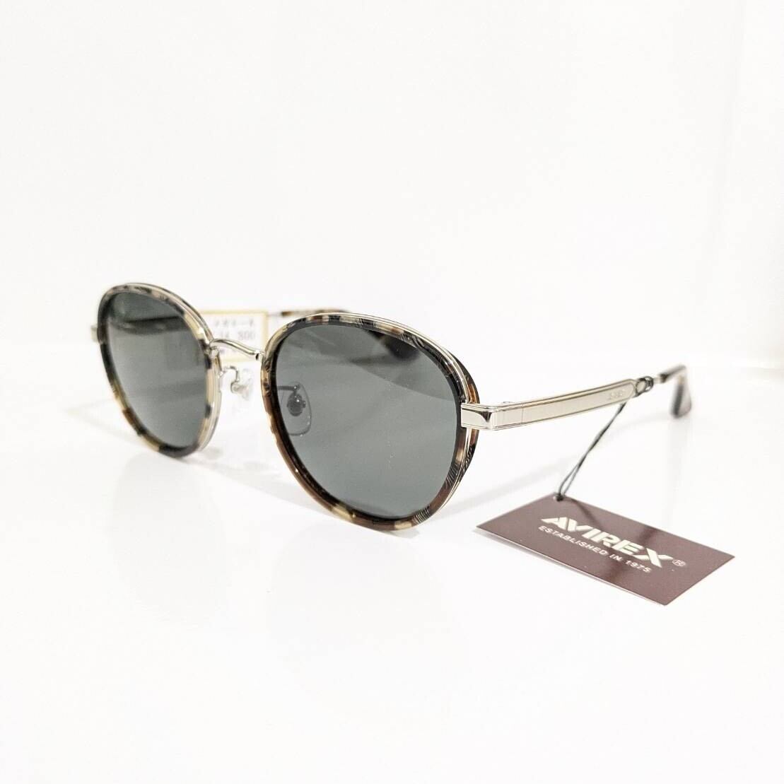 【AVIREX】ウエリントンメタルフレーム サングラス デミカラー・シルバー