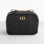 クリスチャンディオール カロ ポーチ カナージュ ラムスキン ブラック レザー