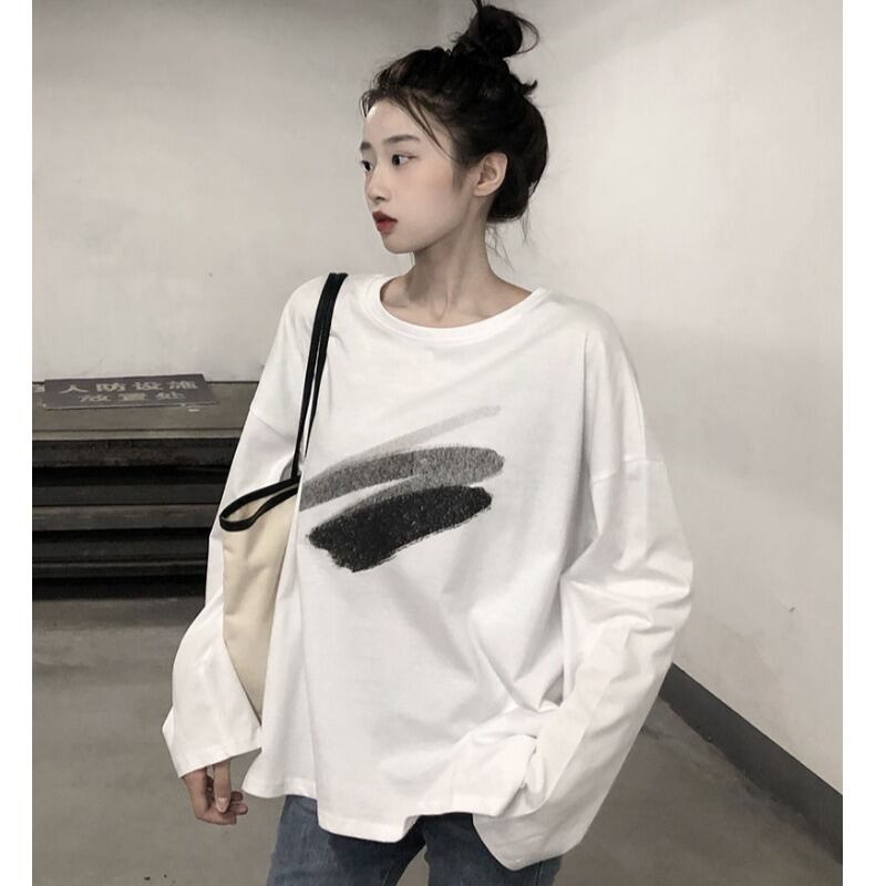 Tシャツ シャツ スプリングオータムルーズ薄手 ロング 春物 秋物 萌量不足93346619641