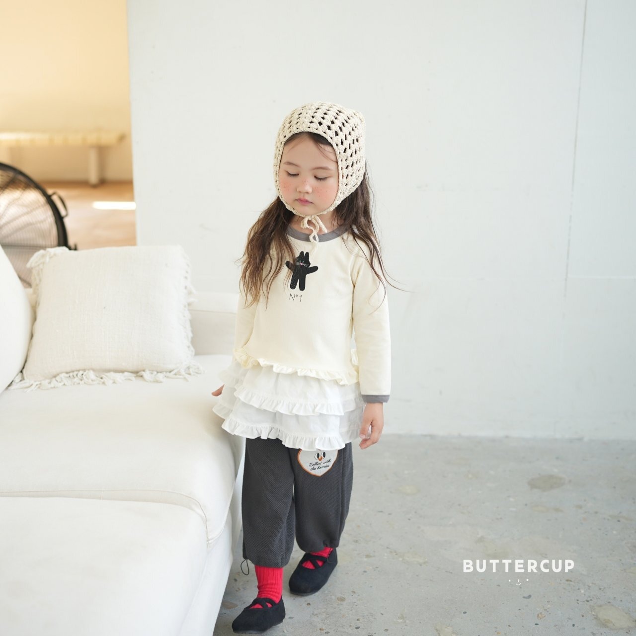 【Butter cup】NO.1フリルラビットT 80〜110cm グレー 241019 - 3