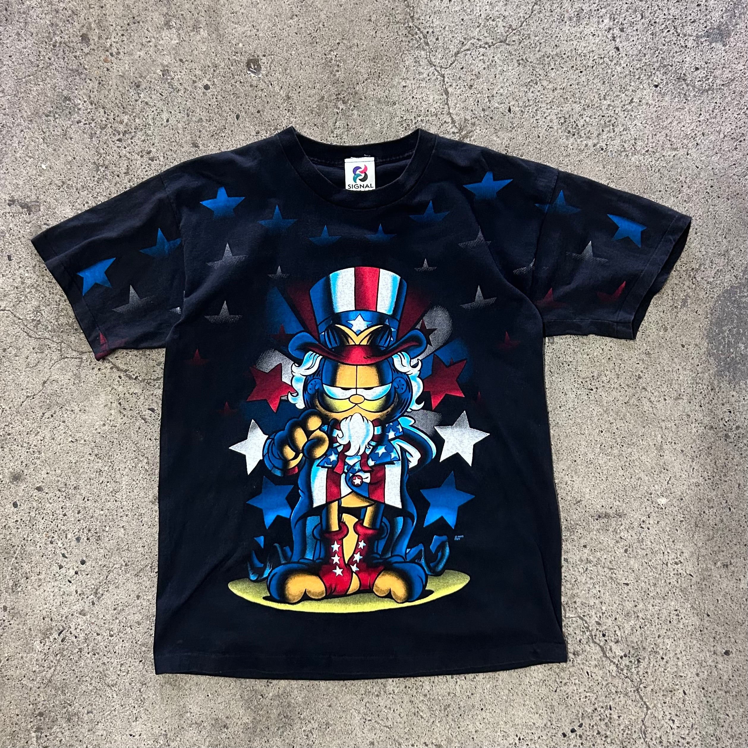 Garfield Uncle Sam Pattern T-Shirt ガーフィールド アンクルサム Tシャツ キャラ アニメ ＃505082