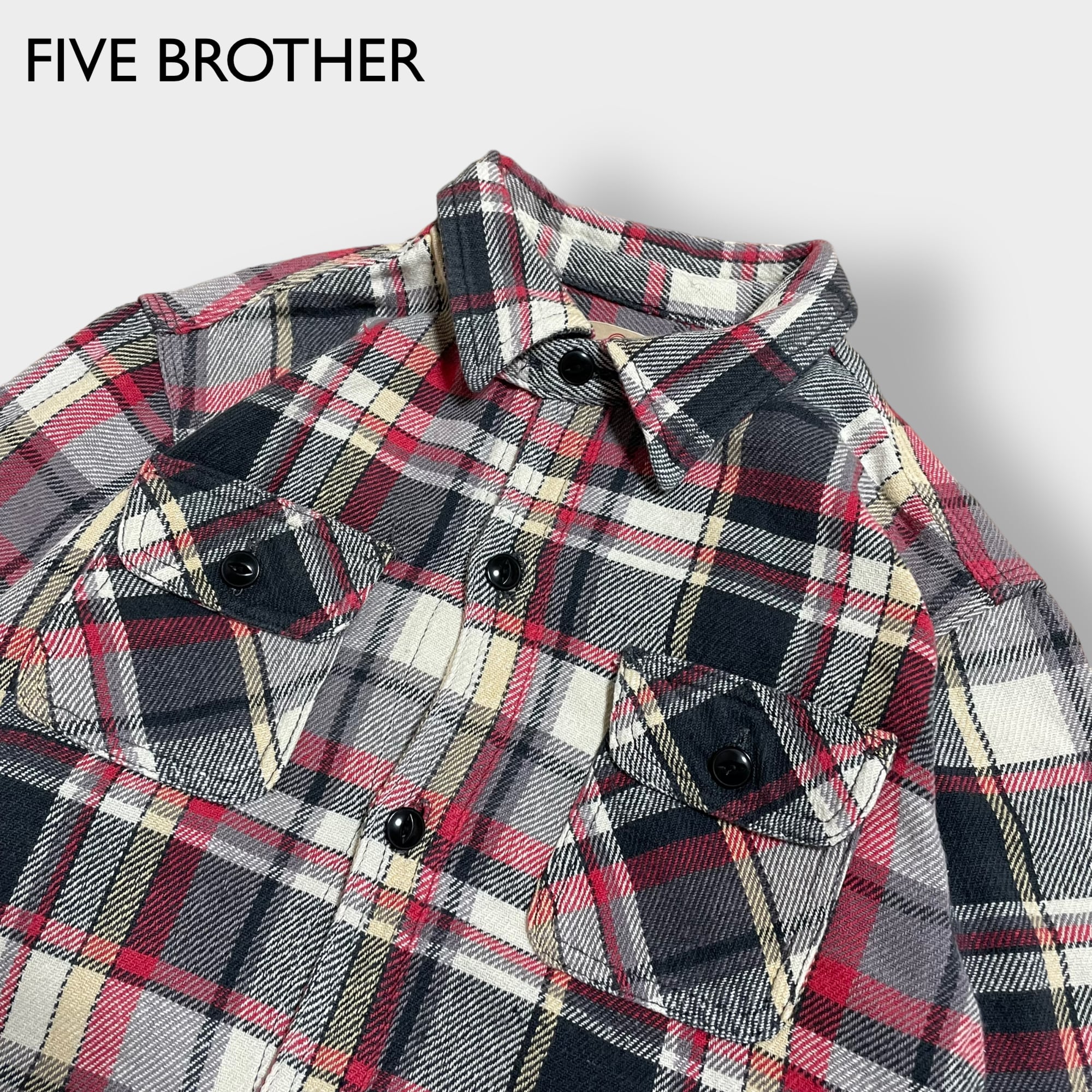 USA製　old　FIVE BROTHERS　デザインシャツ　切替　ハンティング