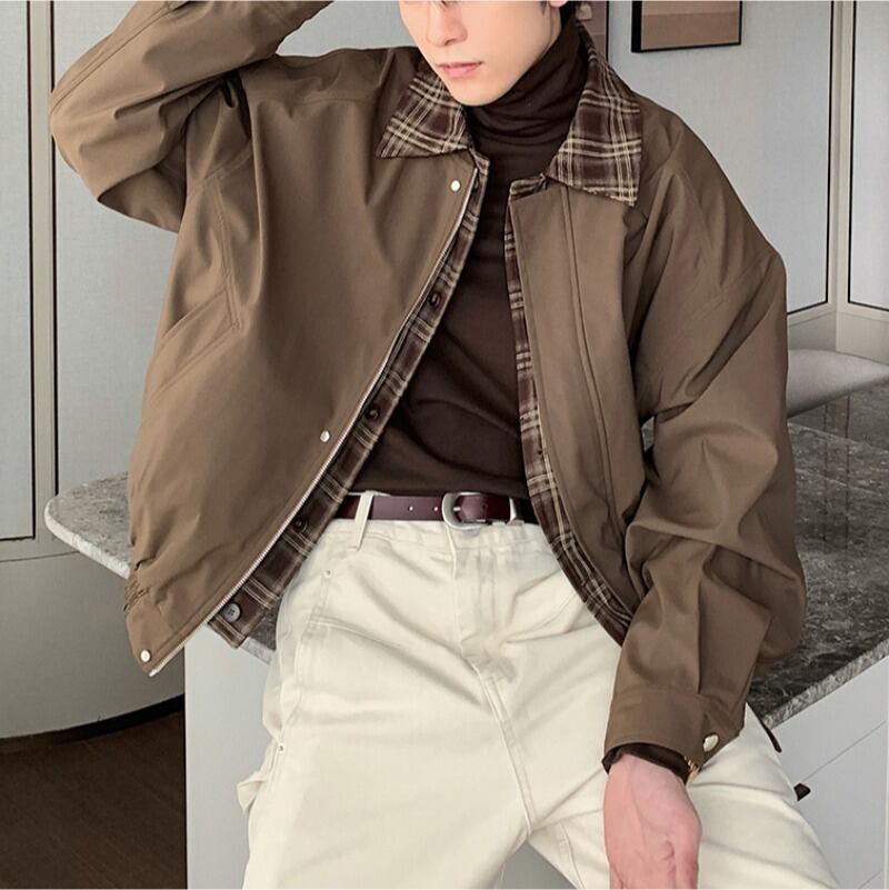 チェック切替スタンダードカラージャケット C10087