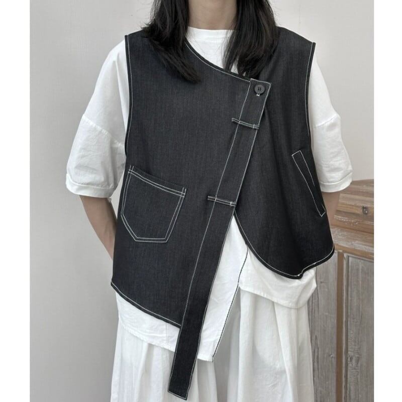 Asymmetry Stitch Vest【TR3238】