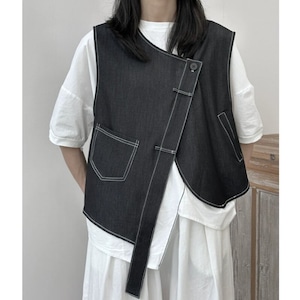 Asymmetry Stitch Vest【TR3238】
