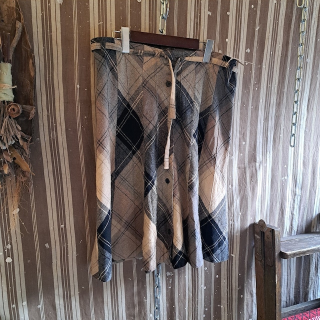 ウール混チェックスカート used [501059]