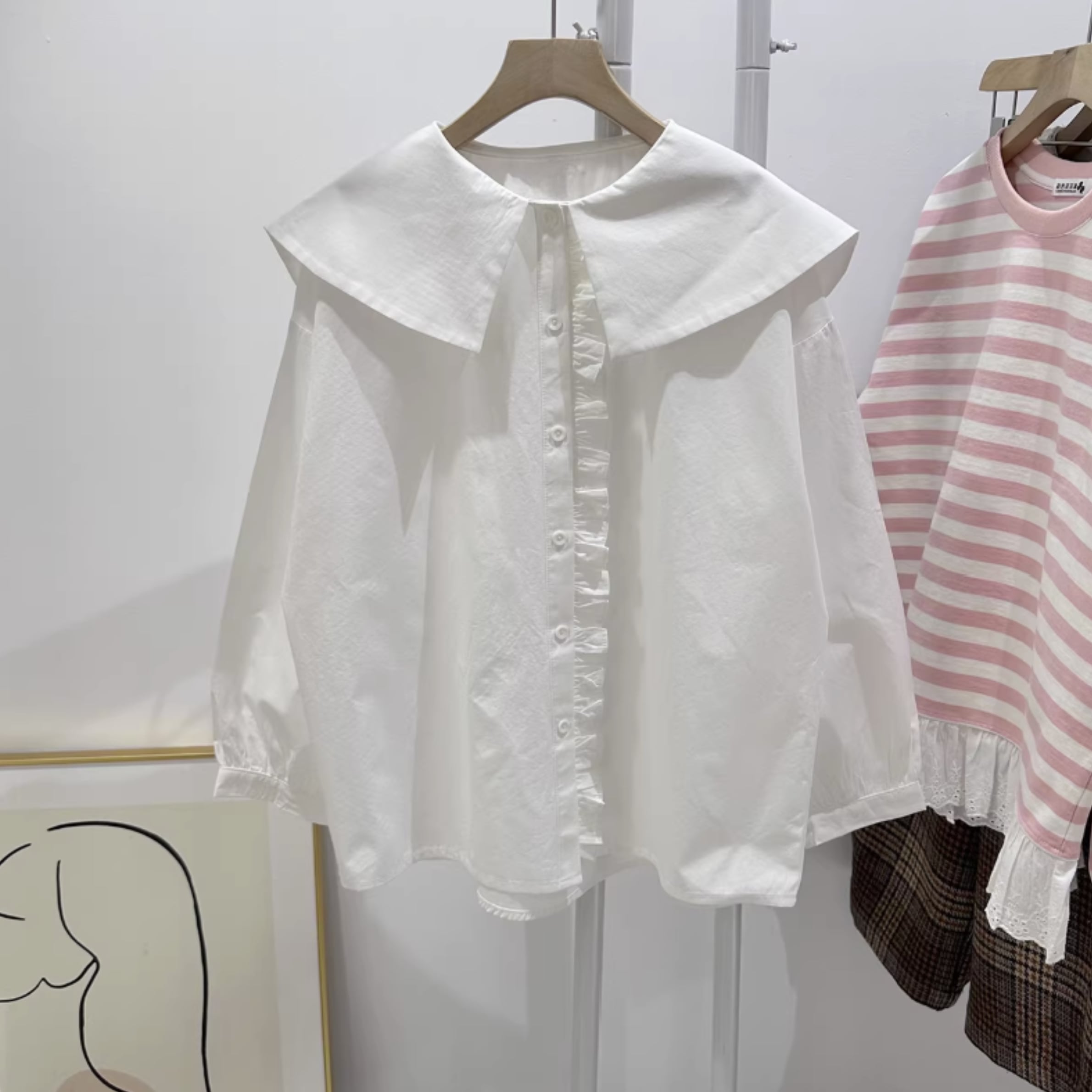 フロントフリルデザインブラウス r001297