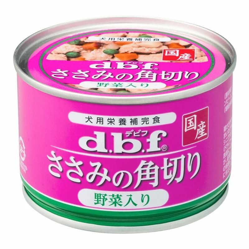 デビフペット 犬用栄養補完食 ささみの角切り 野菜入り 150g 犬用 おやつ ドッグフード ペットフード ペット用 国産 日本産 缶詰め 鶏