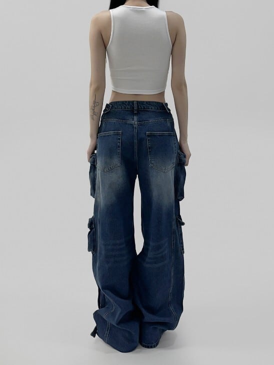 KIRSH☆aespaカリナ着用Vintage Cargo Wide Fit Denim Pants ついに再入荷!!☆aespa カリナ 着用!!【MNEM】Lowdon Cargo