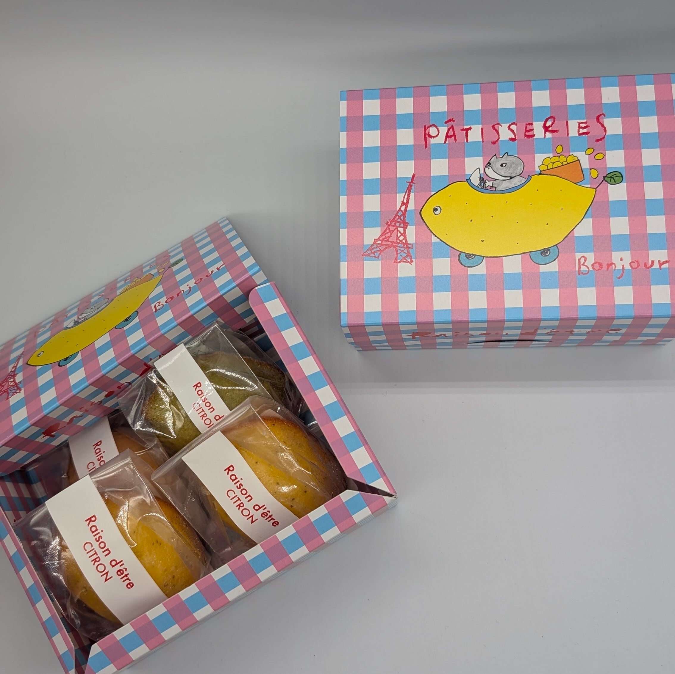 チェック猫4個ボックス