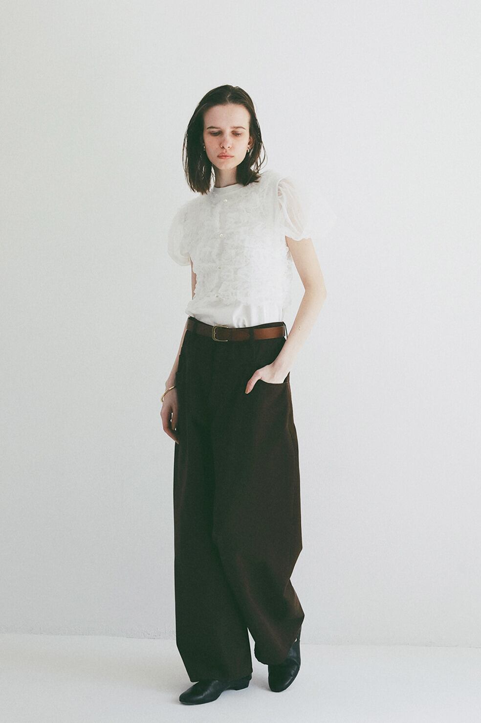 CLANE クラネTULLE VEST LAYERED TOPS CLANE(クラネ) TULLE VEST LAYERED TOPS BLACK | サウスオレンジ
