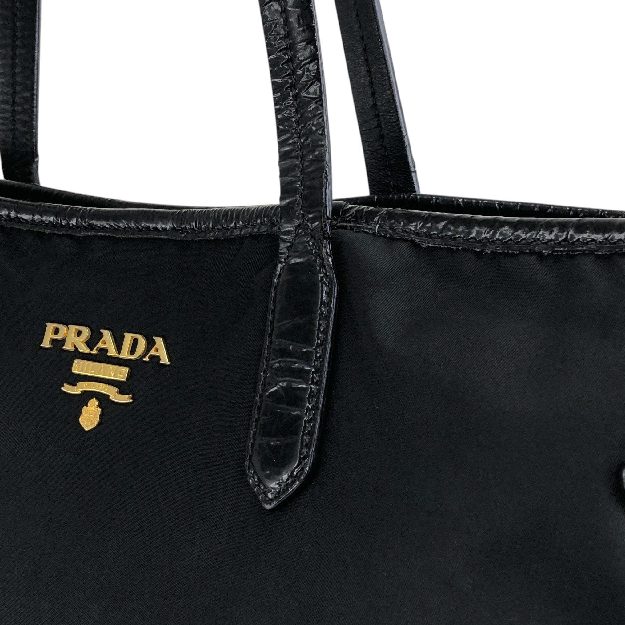 PRADA プラダ トートバッグ ブラック ロゴ ナイロン vintage