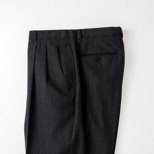 【極美品】80s special vintage wool slacks pants W34 grey stripe made in USA mint condition ／80年代 ヴィンテージ ウール スラックス パンツ 実寸W34 チャコールグレー ストライプ  テーラード仕立て アメリカ製