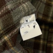 PAPAS パパス チェック柄 長袖ネルシャツ M/くすみブルー グリーン/比翼
