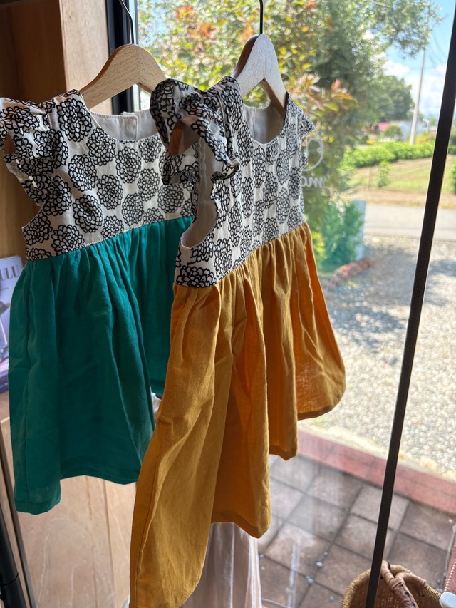 花柄切替ワンピース