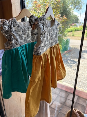 花柄切替ワンピース