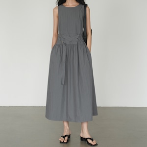 ウエストリボンギャザーノースリーブワンピース OP3371