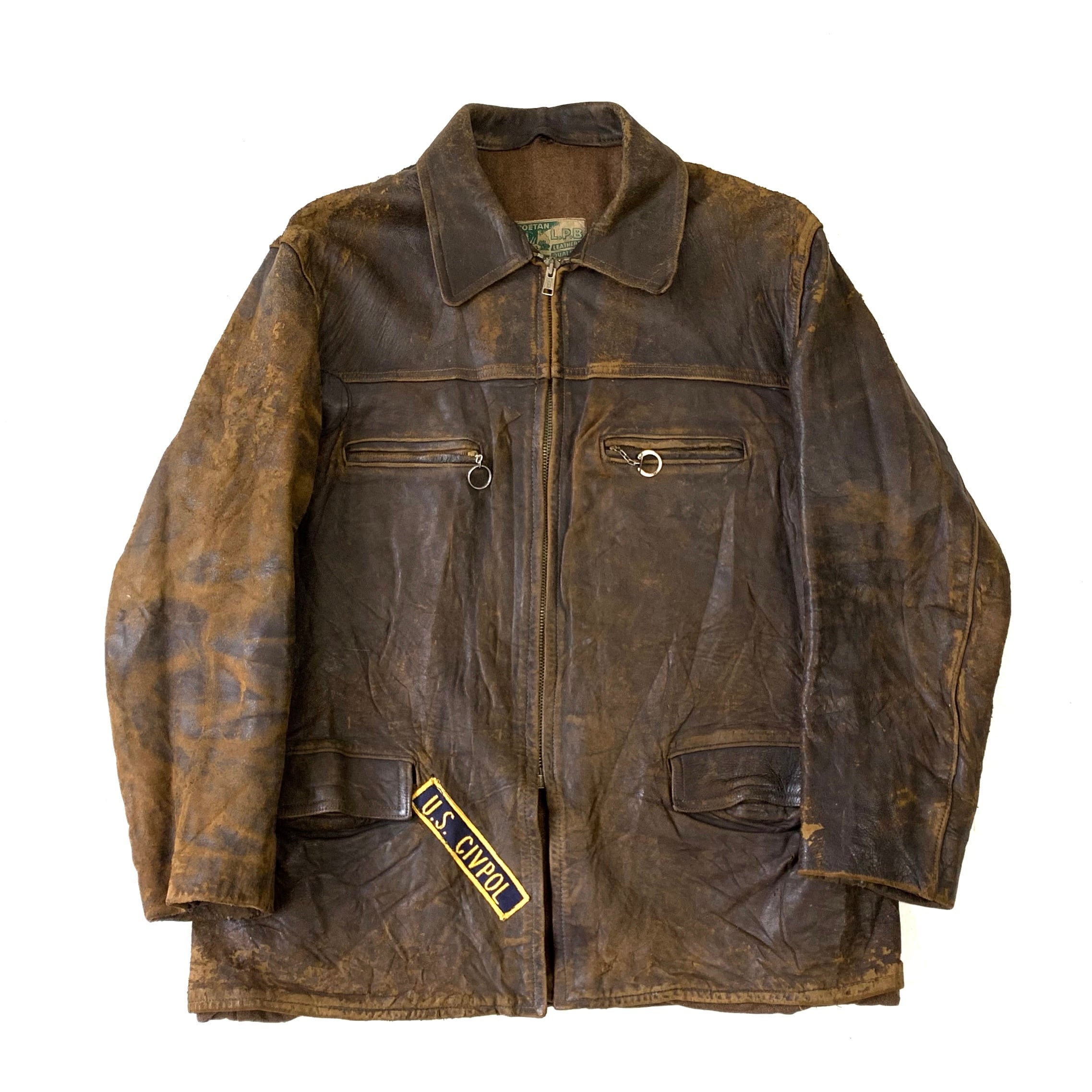 's German leather carcoat ブラウン レザー カーコート モーター