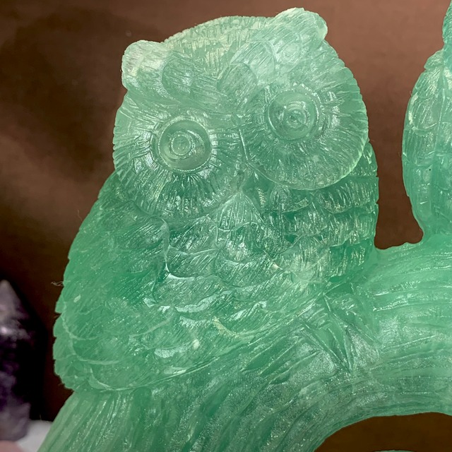 大☆可愛いグリーンフローライト・ふくろう