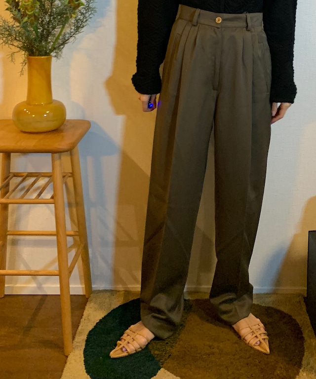 Olive tuck pants