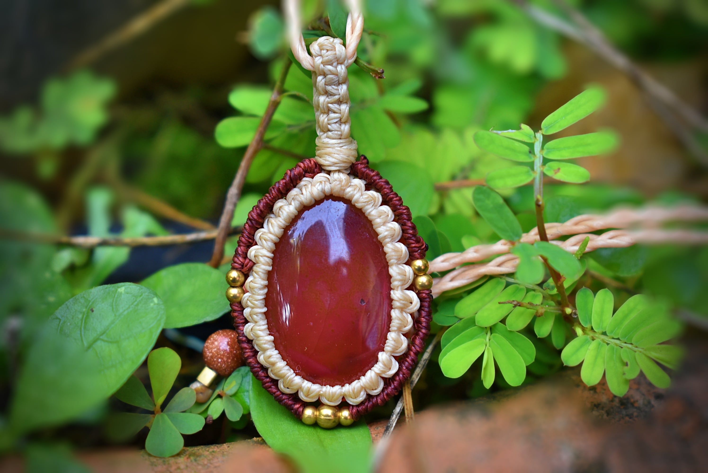 情熱の石★カーネリアン シンプルマクラメペンダント