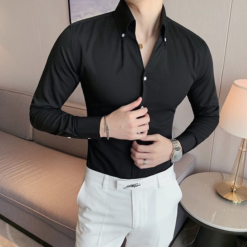 Vネック ボタンダウンシャツ 3カラー LB0099