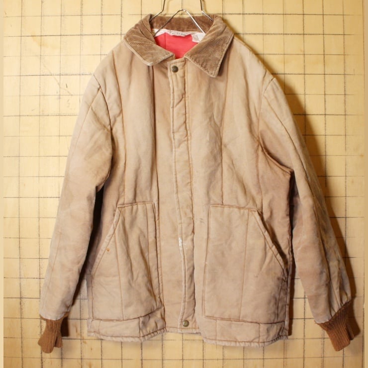 70s80s USA製 中綿ワークジャケット ネイビーキルティングL aw123