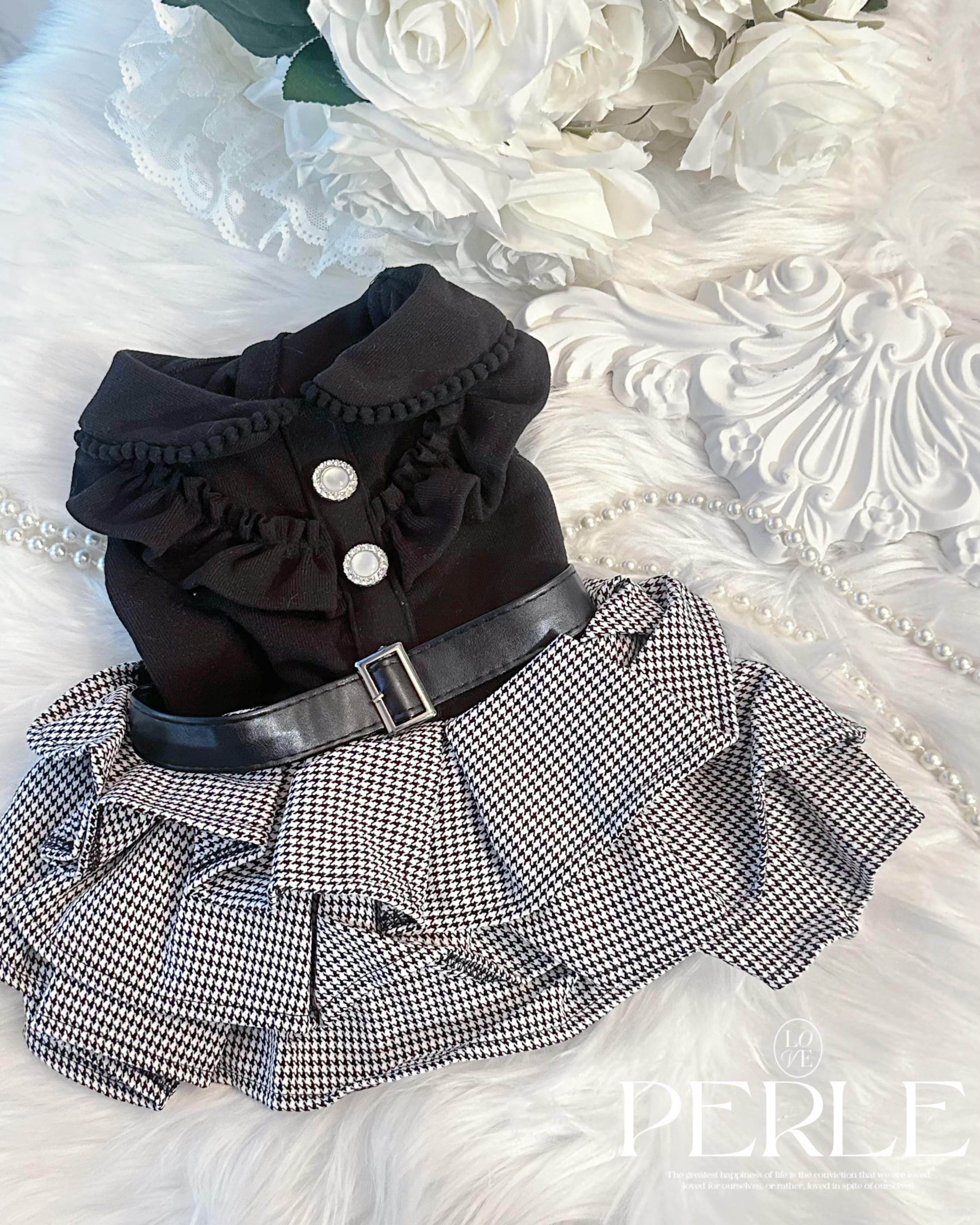 Houndstooth check pet dress