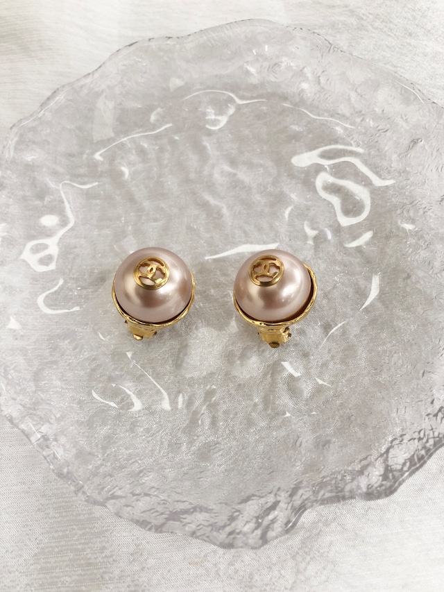 CHANEL シャネル イヤリング ピンク×ゴールド ココマーク パール vintage ヴィンテージ オールド pveu4d