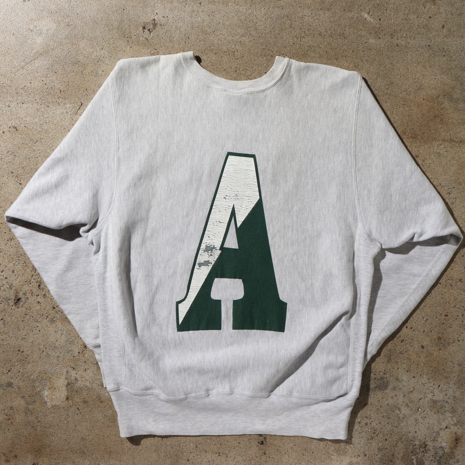 90s XL 両面 デカロゴ リバースウィーブ グレー スウェット 