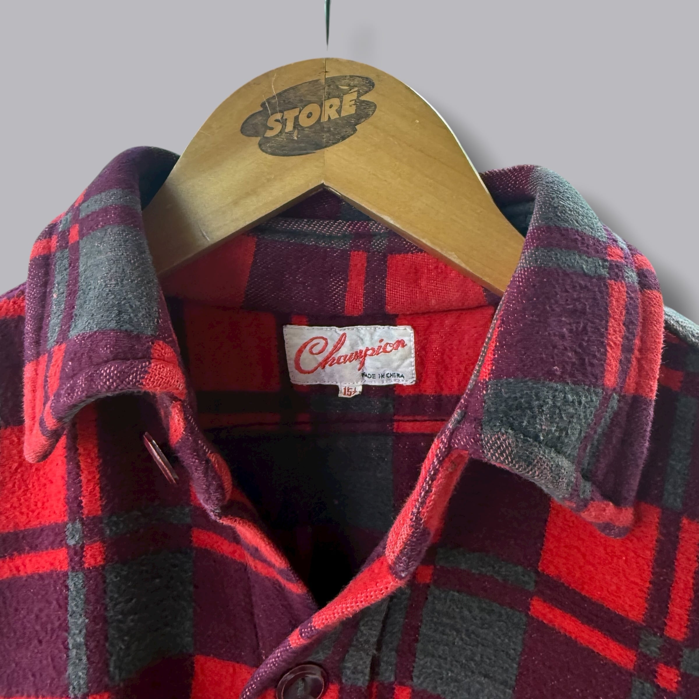 15 1/2】60s Champions Flannel Shirt made in China チャンピオン