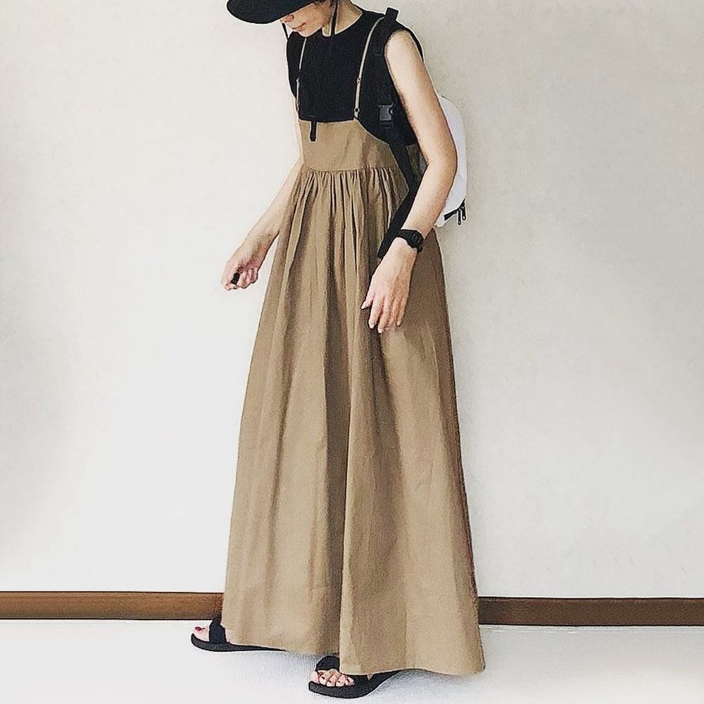 ワンピース ロングワンピース マキシ丈 サスペンダーワンピース